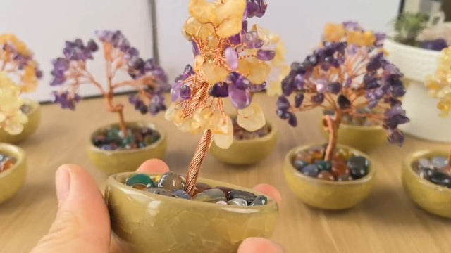 Runyangshi Citrine Tree of Life - Natural Crystal Gemstone Tree for Feng Shui, Money, Luck, Home Decor, with Spiritual Gifts for Women Men