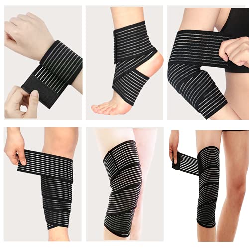 [Australia - AusPower] - Elastic Bandage, Compression Body Wrap, Extra Long Stretch Bandage Wrap Black 