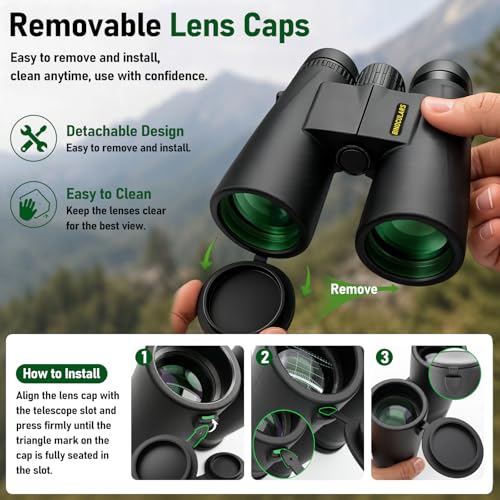 Asacam 12x42 Binoculars for Adults, HD BAK4 Prism for Bird Watching Dark Black