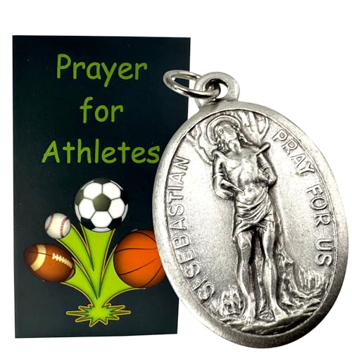 Saint Sebastian Medal Italian Metal Pendant Prayer Card Patron Athletes