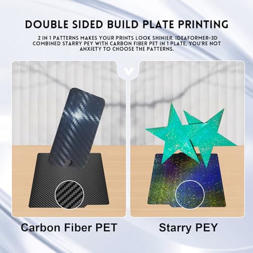 IdeaFormer 257x257mm Bambu Labs Build Plate Carbon Fiber PET+ Starry PEY Build Plate for Bambu Lab X1/P1P/P1S/X1C/A1 3D Printers, Plate Double Sides Spring Steel Flexible Platform