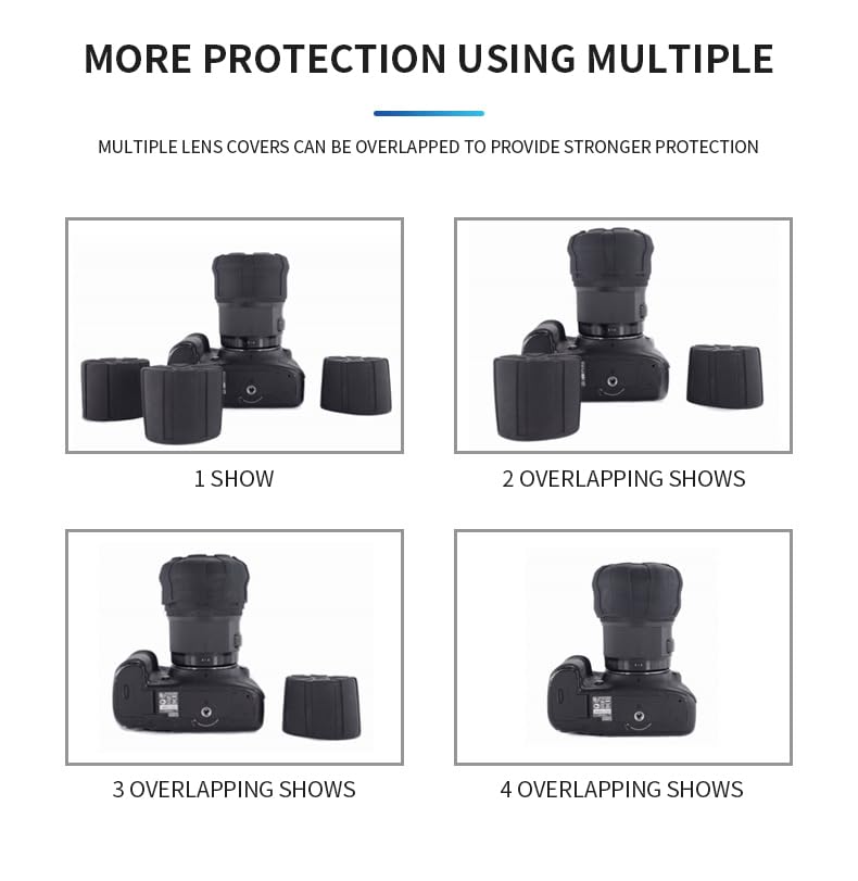 Universal Silicone Lens Cap for DSLR & Mirrorless Cameras, Waterproof & Dustproof Camera Lens Protector, Fits 60-120mm Lenses, Shockproof Lens Cover Compatible with Canon, Nikon, Sony, Sigma (3 PCS) 3 PCS