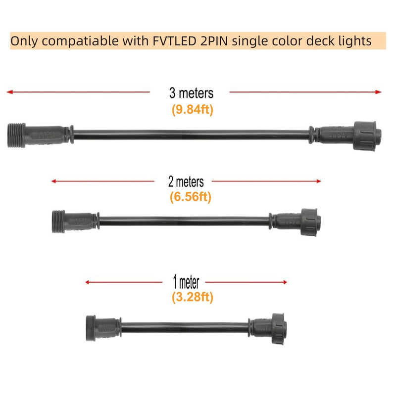 Pack of 5, FVTLED 3m 9.84ft 2Pin Extension Cable Wire with Male and Female Connectors at Both Ends Only for FVTLED Single Color LED Deck Light 9.84ft, 5pcs