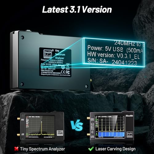 Seesii TinySA Spectrum Analyzer - 2.8 Inch Spectrum Analyzer 100 kHz - 960 MHz Input MF HF VHF UHF, Signal Generator Frequency Analyzer with Touchscreen with ESD Protected