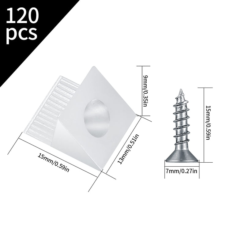 [Australia - AusPower] - 120 Pcs Drawer Wedges with Screws, Drawer Bottom Support Brackets, Fixing Mending Wedges, Plastic Angle Code Bracket Fasteners, Drawer Reinforcement Repair Kit for Furniture Sagging Drawer 