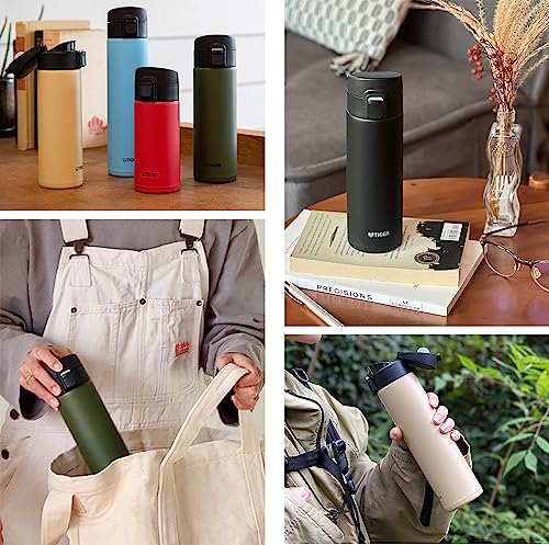 TIGER MKA-K060KK Water Bottle, 13.6 fl oz (600 ml), One-Touch, Lightweight, Stainless Steel Bottle, Vacuum Insulated, Hot and Cold Retention, Black stone black 20.3 Ounces