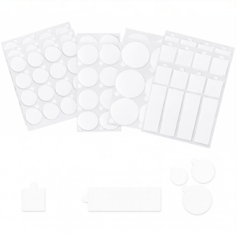 Multi-Shape 96pcs Clear Double Sided Nano Tape,Museum Adhesive Putty,Sticky Tack,Strong Self Adhesive Sticky Dots Strips,Poster Mounting Putty 96