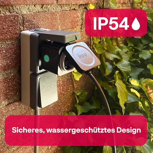 Innr Smart Outdoor Socket for Hue* and Zigbee Hubs (Pack of 2) | Smart plug for outdoors, 16 A garden socket with current measurement, IP54 waterproof Black - 16 Amp 2 pieces