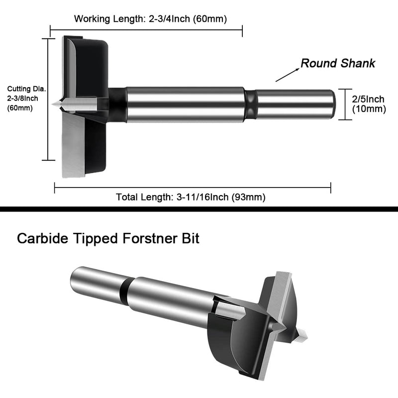 [Australia - AusPower] - Tungsten Steel Forstner Drill Bit, 60 mm, ASNOMY Forstner Drill Bit, Wood Drill, Spade Bit for Wood and Hardwood 60mm 