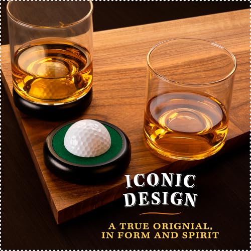 Golf Whiskey Glass Set | Golf Ball Shot Glasses | 12 oz Whiskey Glasses | Gifts for Golfers | Cool Stuff for Golfers | Birthday Gifts for Men and Women | Uncle Gift | Whiskey Presents for Golfer Black