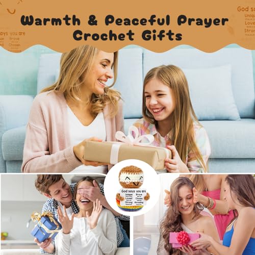 Onperpoe Positive Emotional Support Gift, Handmade Crochet Mini Jesus with Faith Based Bible Verse, Inspirational Gifts Spiritual Mental Health Support, Crochet Christian Gifts for Women Men