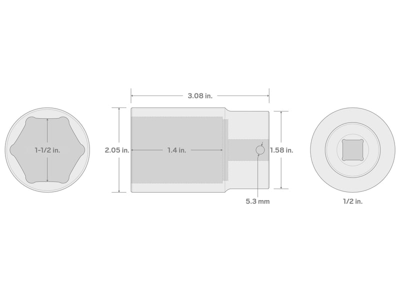 [Australia - AusPower] - TEKTON 1/2 Inch Drive x 1-1/2 Inch Deep 6-Point Impact Socket | SID23038 1-1/2 in. 