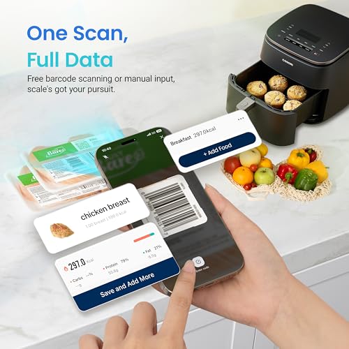 Cosori Smart Kitchen Food Scales with UK database, Calorie Counting, Silver