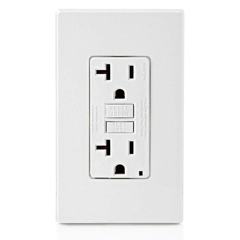 [Australia - AusPower] - Leviton GFCI Outlet, 20 Amp, Self Test, Non Tamper-Resistant with LED Indicator Light, Protection from Electric Shock and Electrocution, GFNT2-W, White GFCI, Non Tamper Resistant 