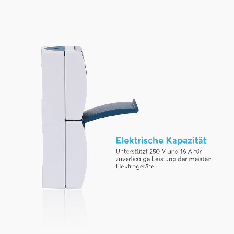 Busch-Jaeger 2601 / 6 / 20EW-53 Combination Socket / Rocker Switch, EU Socket | Wet Room Switch Socket Combination, Vertical Mounting, Grey/Teal, for Garden, Cellar & Workshop Socket + rocker switch on and off switch
