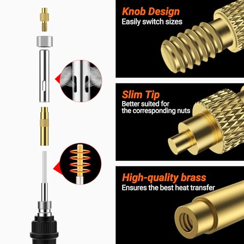 Preciva Threaded Inserts Soldering Tips Set, 6-Piece Soldering Tips for Thread Insert + 130-Piece Thread Inserts M2/M3/M4/M5/M6/M8