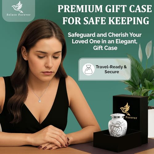 Cremation Urn for Ashes - Handcrafted Large Urn for Ashes with Velvet Bag - Adult Urns for Human Ashes Men & women Remains - Honour Your Loved One with Rose Urns For Ashes Adult (Pearl White, Small) S Pearl White