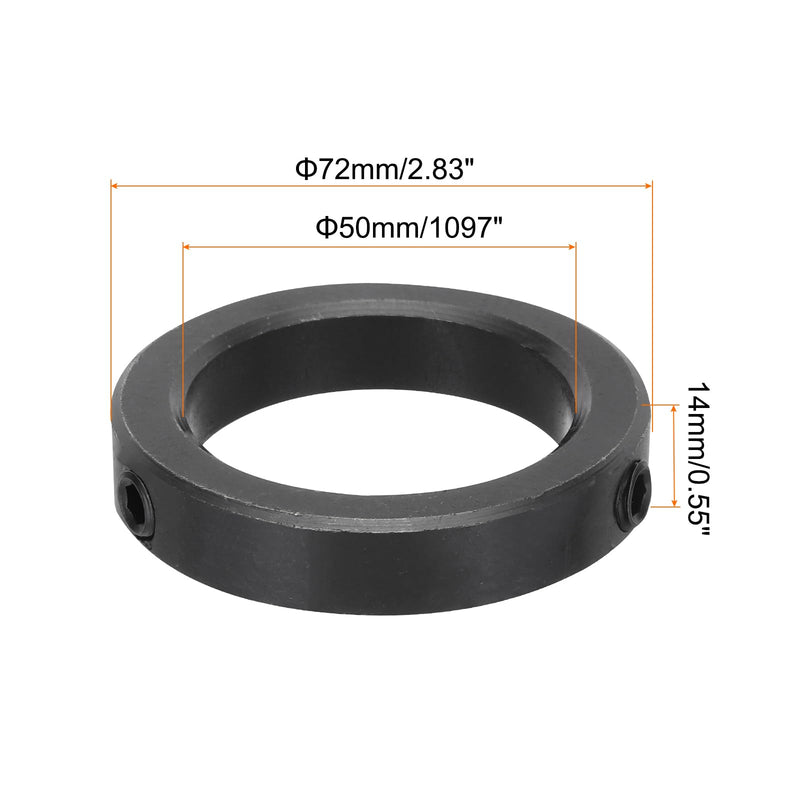 [Australia - AusPower] - MECCANIXITY Shaft Collar 2 Inch Bore Carbon Steel Set Screw Style Clamping Collars Black 2 Pcs 