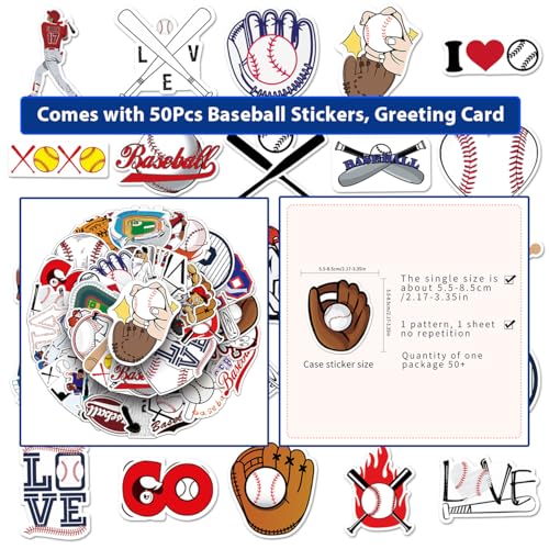 Wooden Baseball Drip Necklace Display Holder, Championship Rings Display Organizer (for ring size 9 or larger), Bonus 50Pcs Baseball Stickers, Greeting Card and Gift Box Wood Classic