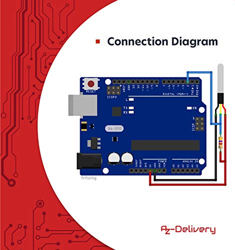 AZDelivery 2 x DS18B20 3M Cable Digital Stainless Steel Temperature Sensor Temperature Sensor Waterproof Compatible with Arduino and Raspberry Pi Includes E-Book | Compatible with Shelly Temperature Sensor