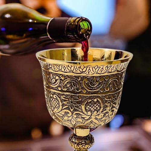 ALADEAN Vintage Chalice Goblet | 1x Royal Wine Cups of King Arthur - Renaissance Medieval Goblet Gifts, Wedding Anniversary Ceremonial Drinkware Pack of 1pc (King Chalice) King Chalice
