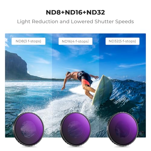 K&F CONCEPT ND PL Filter Kit Compatible with DJI Osmo Action 5 Pro/Action 4 For Osmo Action 4/5 Pro Screw On Mount