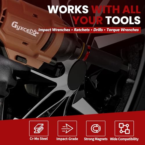 Gyxcelxp 4-piece low profile impact socket adapter set in Cr-Mo steel for tight spaces