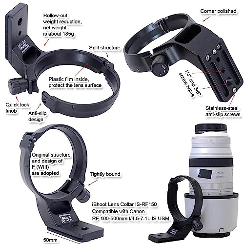 Metal Tripod Mount Ring Lens Collar Compatible with Canon RF 100-500mm f/4.5-7.1L is USM, Lens Support Holder Bracket Bottom is Arca-Swiss Fit Quick Release Plate Feature Dovetail Groove
