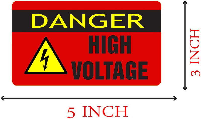 Danger High Voltage Warning Sticker Sign,3 x 5 Inches Hazardous Voltage Safety Warning Labels,Vinyl Adhesive High Voltage Electrical Safety Sign Labels (10 Pack)