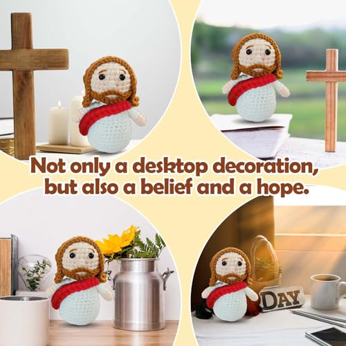 Mini Crochet Jesus Figures Gifts for Women Faith Cute Jesus Plush Christian Stuff Prayer Room Essentials Easter Basket Religious Gifts for Kids Christian Gift for Easter, Birthday 05 Red