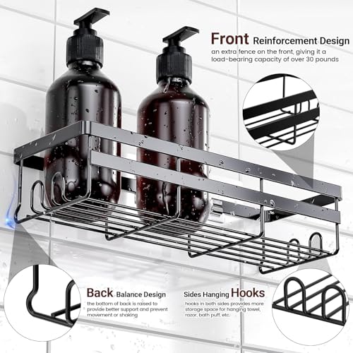 WOWBOX 4 Pack Adhesive Shower Caddies, No Drill Bathroom Shelves, Large