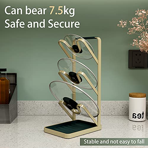 Lid Stand Lid Organizer Pot Lid Rack Holder for Utensils in Kitchen Cabinet Spatula Rack,Cutting Boards,Spoon Storage Gold Erect