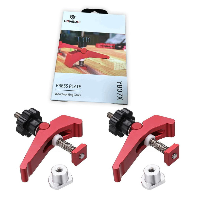[Australia - AusPower] - HONGDUI YB07X Red Quick Acting Hold Down Clamp Aluminum Alloy T-Slot T-Track Clamp Set Woodworking Tool for Woodworking Table 