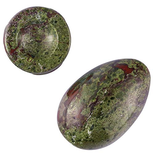 mookaitedecor Dragon Blood Jasper Crystal Egg with Stone Stand