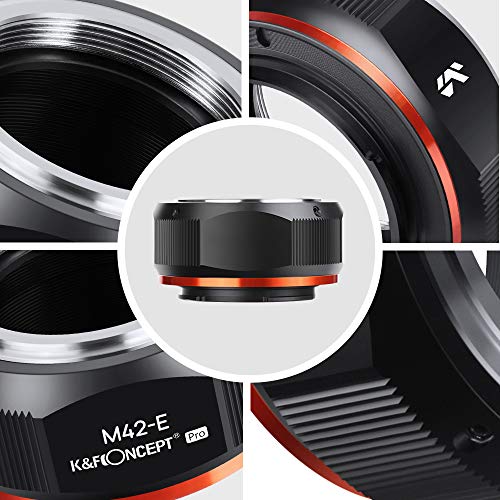 K&F Concept Lens Mount Adapter Comaptible for M42 Lens to Sony NEX Alpha E-Mount Camera Compatible with Sony Alpha NEX-7 NEX-6 NEX-5N NEX-5 NEX-C3 NEX-3 with Matting Varnish Design