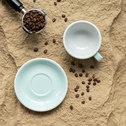 Loveramics Latte Art Mug with Saucer, 10 oz Ceramic Coffee cups with Round Bottom for Latte, Cappuccino, Tea, Espresso, Thick-walled Stoneware Cup Set for Barista - Regular Colours (River Blue, 10OZ) River Blue 10 Ounces