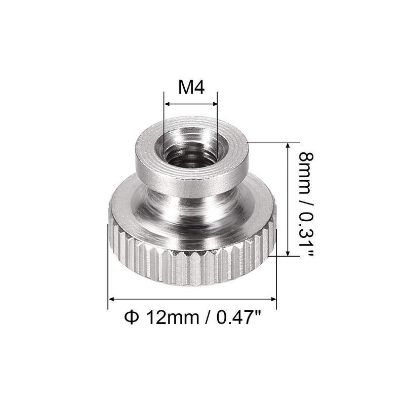 [Australia - AusPower] - uxcell Knurled Thumb Nuts, 2Pcs M4x0.7mm 304 Stainless Steel Round Knobs Fasteners for 3D Printer Parts, Silver Tone 