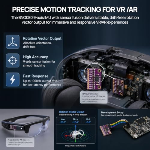 BNO080 9-Axis Sensor Module Ulegqin BNO080 9DOF AHRS Sensor Module High Precision Accelerometer Gyroscope Magnetometer 9DOF AHRS IMU Compatible with Arduino