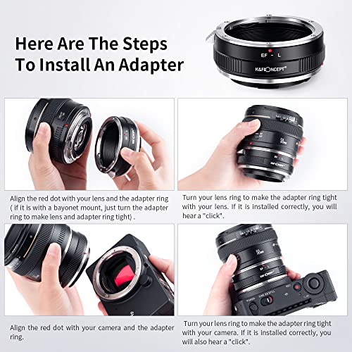 K&F Concept Lens Mount Adapter EOS-L Manual Focus Compatible with Canon (EF/EF-S) Lens to L Mount Camera Body