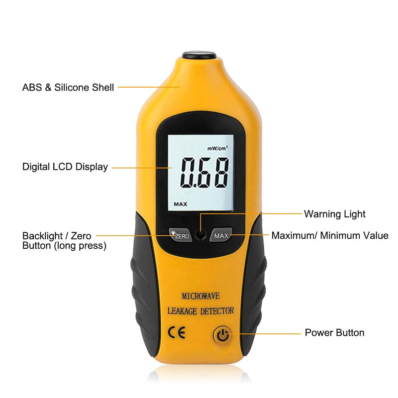 [Australia - AusPower] - High Precision Microwave Detector HT-M2 Digital LCD Display Microwave Leak Detector Radiation Meter Tester High Radiation Sensitivity and Integrated Alarm Function 