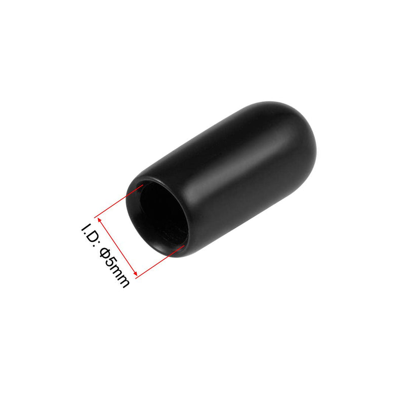 [Australia - AusPower] - uxcell 80pcs Rubber End Caps 5mm ID Vinyl Round End Cap Cover Screw Thread Protectors Black 