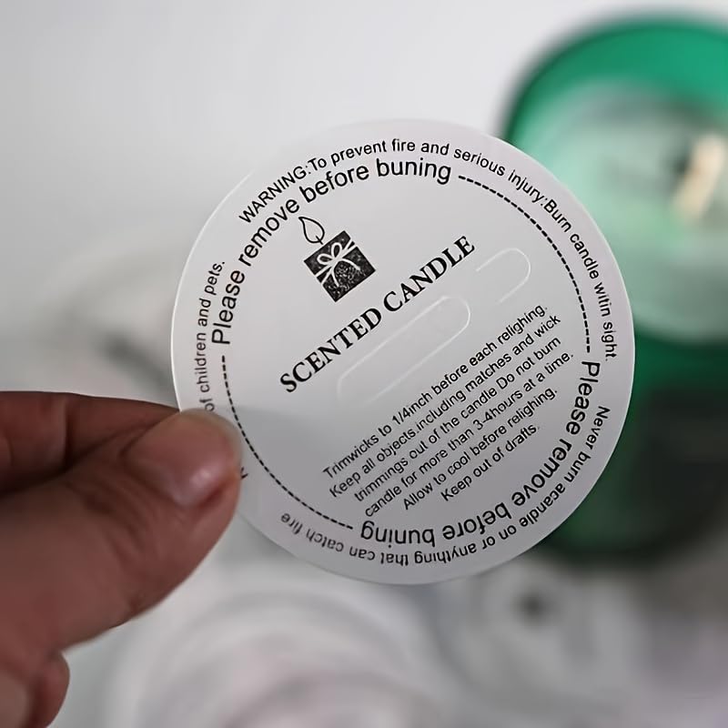 YiJiaXiang Round Scented Candle Warning Safety Stickers, Clear Labels with Candle Care Instructions, Please Remove Before Burning (100, Diameter 5.5cm) Diameter 2.17 inches 100