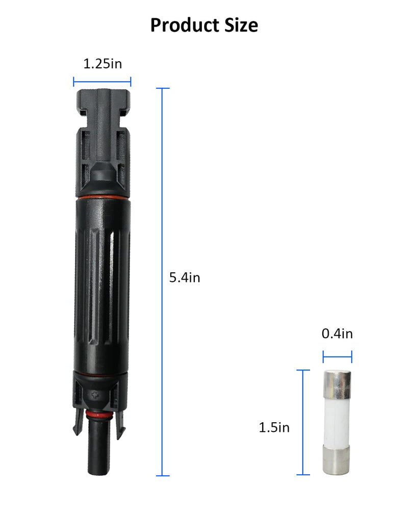 15A Solar Fuse Holder Inline, 5PCS Waterproof Solar Fuse Connector for Solar Panel and Solar Controller, Solar Surge Protection Device with Male and Female Connector