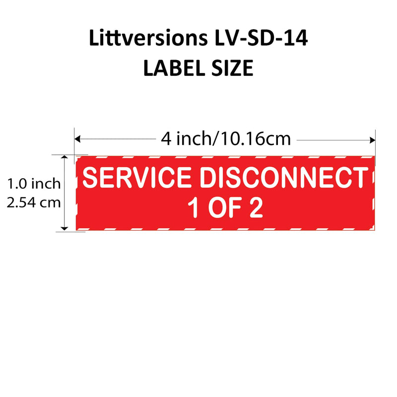 4"x1" 8 Pack Service Disconnects - 1 of 2 & 2 of 2 Outdoor Rated Laminated Labels Emergency Danger Notice Vinyl Waterproof Electrical Panel 1/2 of 2 4"x1"