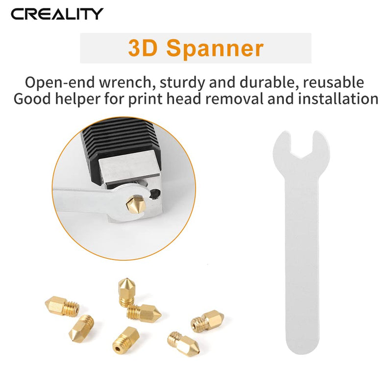 Official Creality MK8 Extruder Nozzles Kit with 10 Pcs 3D Printer Nozzles and 5 Pcs Nozzle Cleaning Cleaners and 1 Pcs Open Nozzle Wrench for Ender 3 Series/Ender 5 Series/CR-10 3D Printer B-Nozzle Tool Kit