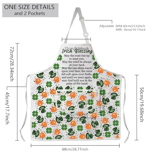 Irish Blessing Cooking Kitchen Apron Irish Blessing Gifts for Women Men Irish Prayer Chef Baking Garden BBQ Apron with Pocket Irish Blessing apron wh