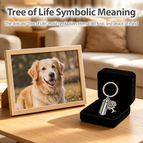 Mini Urn Keychain, Tree of Life Ashes Keepsake Pendant with Tools &Gift Box Tree of Life / Crann Bethadh