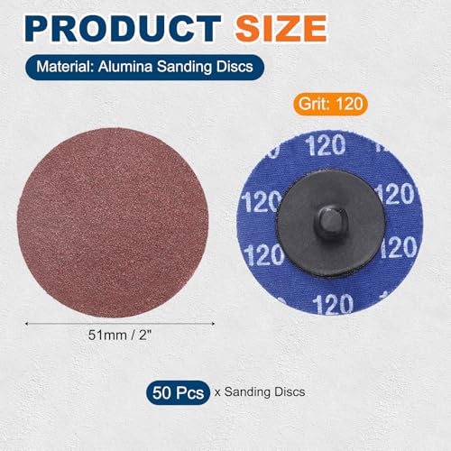 BOLTALIVON 2-inch 120-grit aluminum oxide quick change sanding disc for die grinders