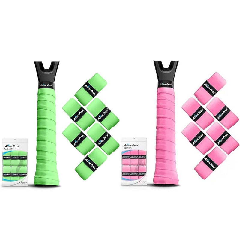 ALIEN PROS 12 Grips Neon Green & Neon Pink New Model M-Tac Tennis Racket Grip Tape - Wrap Your Racquet for High Performance