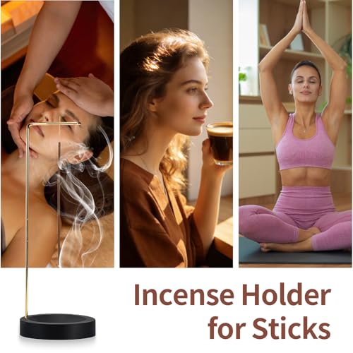 2-in-1 Wooden Incense Stick Holder with Cone Spool, Upside Down Incense Holder for Sticks, Home Yoga Meditation Spa Decoration Accessories
